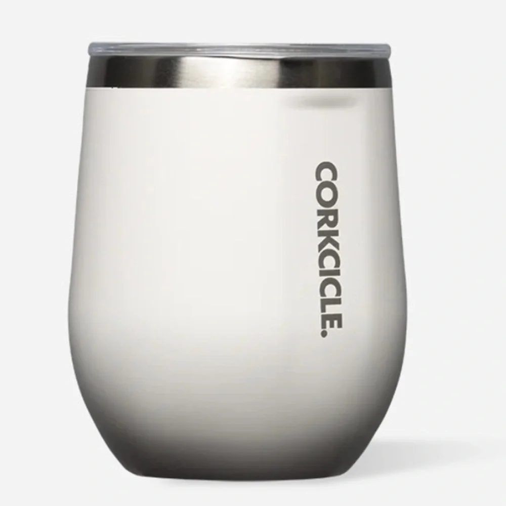 New Corkcicle White and Silver Insulated Drinkware 12oz size